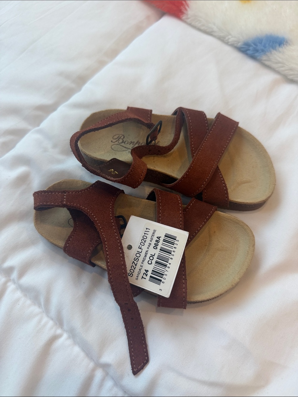 Bonpoint Kids Brown Suede Adjustable Strap Sandals size 24